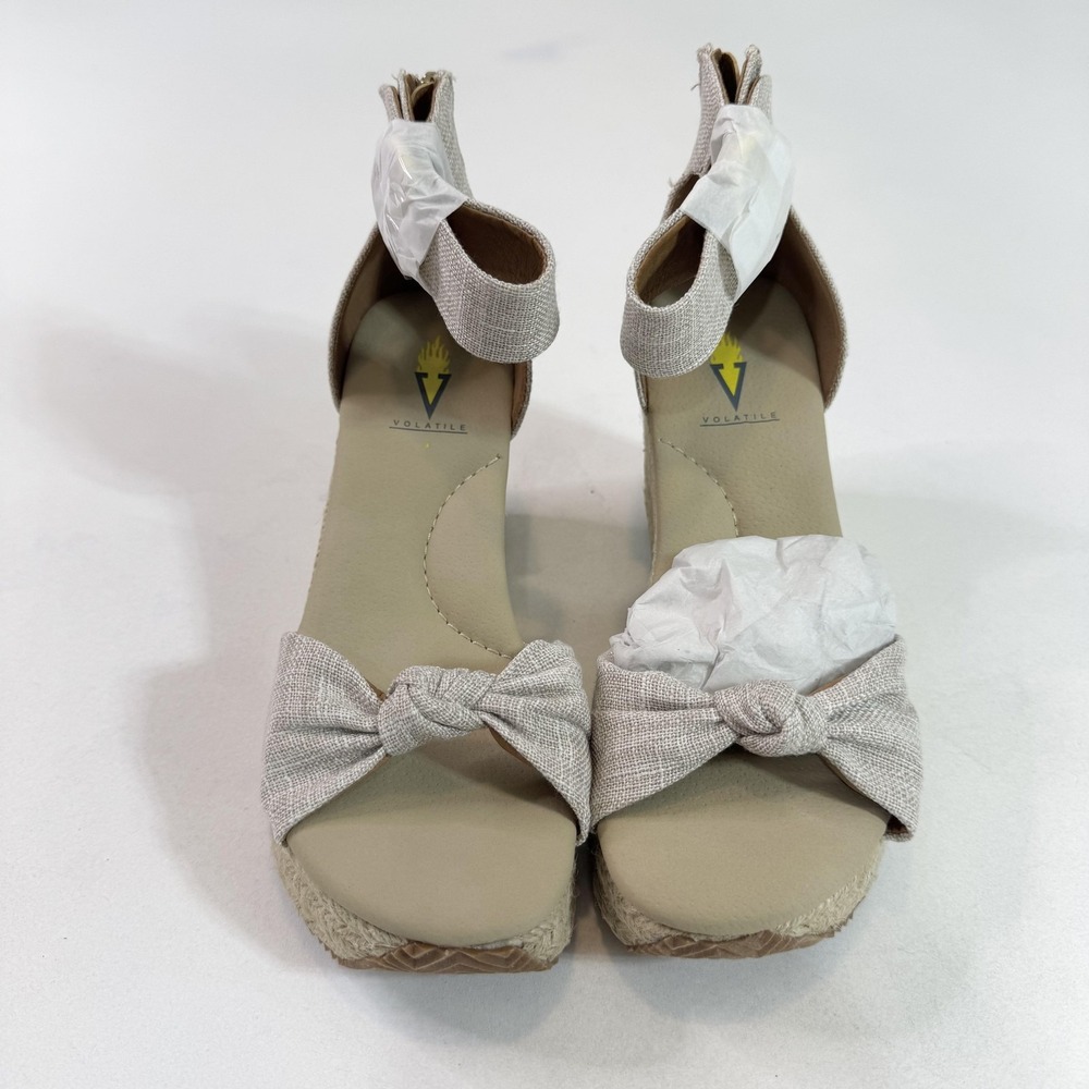 Volatile Mirasol Wedge Shoes Womens Size 8 Beige Espadrille Platform Ankle Strap - Picture 4 of 10